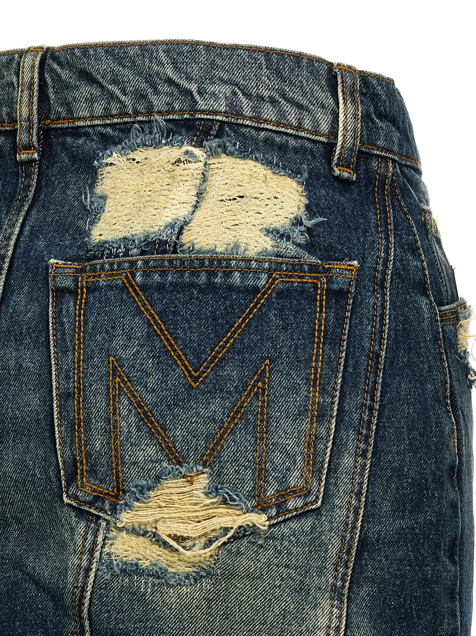 Rip And Repair Straight Jean Denim Skirt