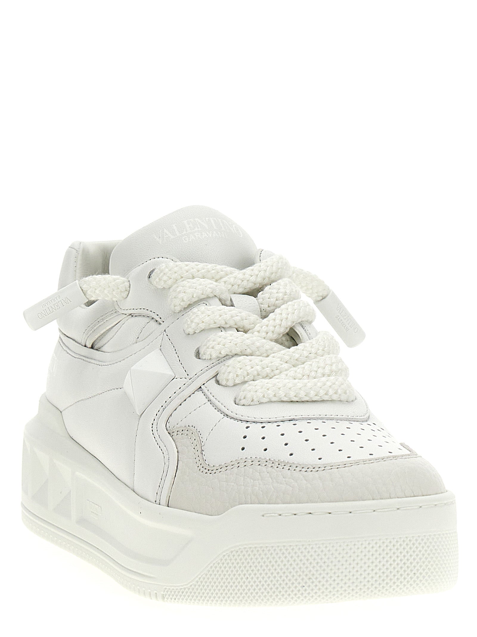 White Calfskin One Stud XL Sneakers
