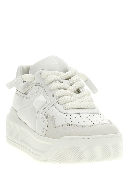 White Calfskin One Stud XL Sneakers