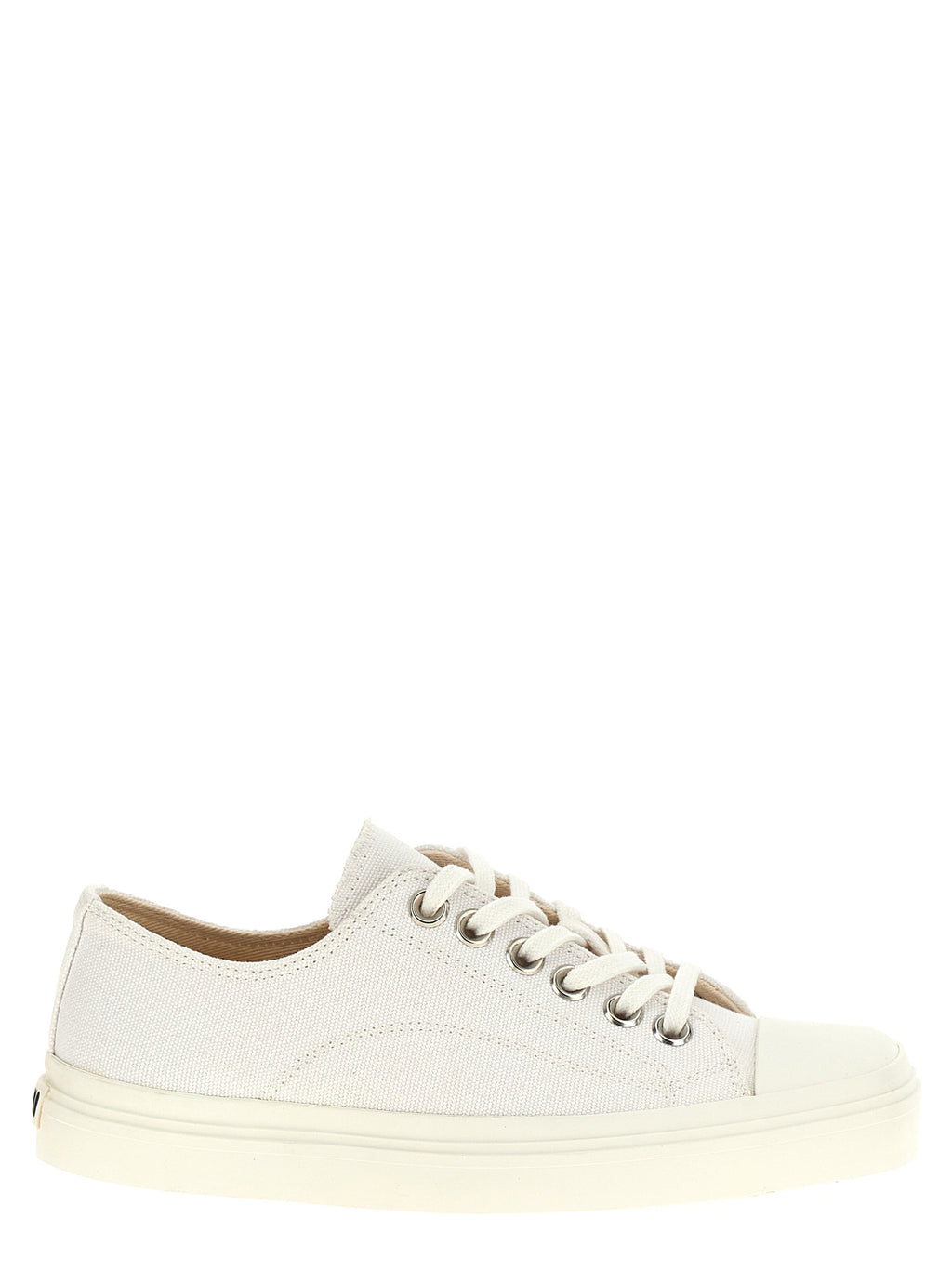White Cotton Canvas Low‑Top Sneakers
