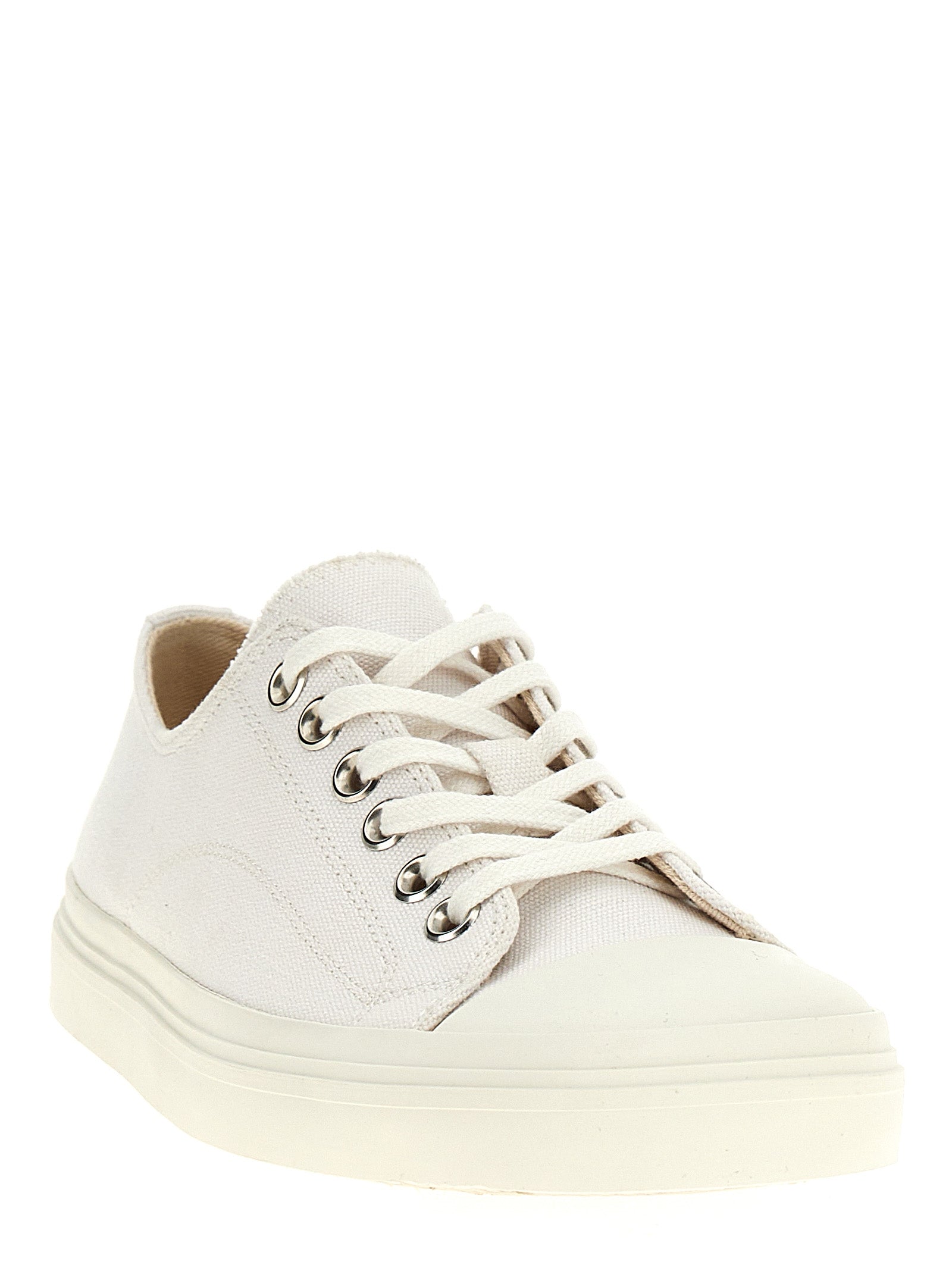 White Cotton Canvas Low‑Top Sneakers