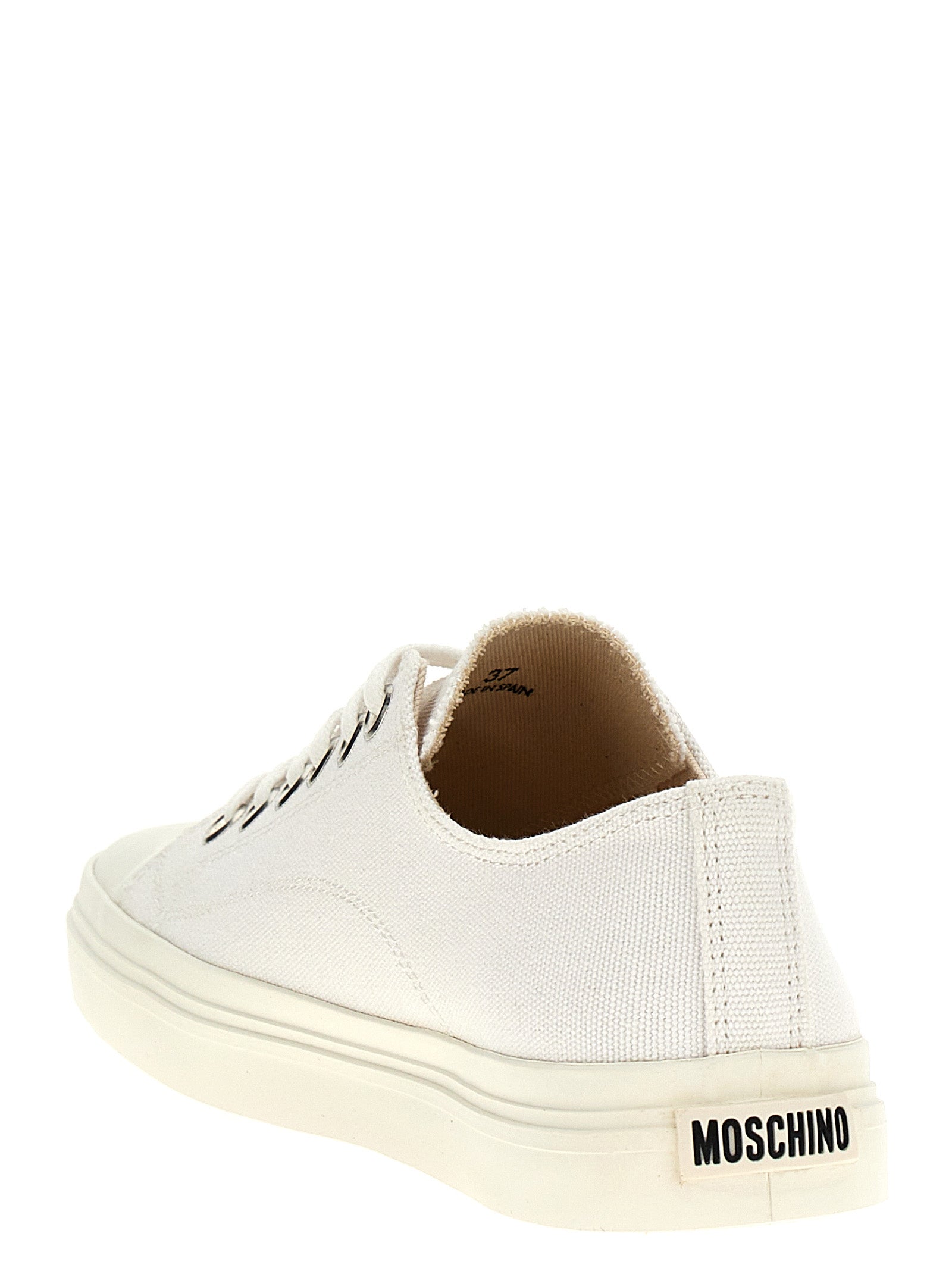 White Cotton Canvas Low‑Top Sneakers