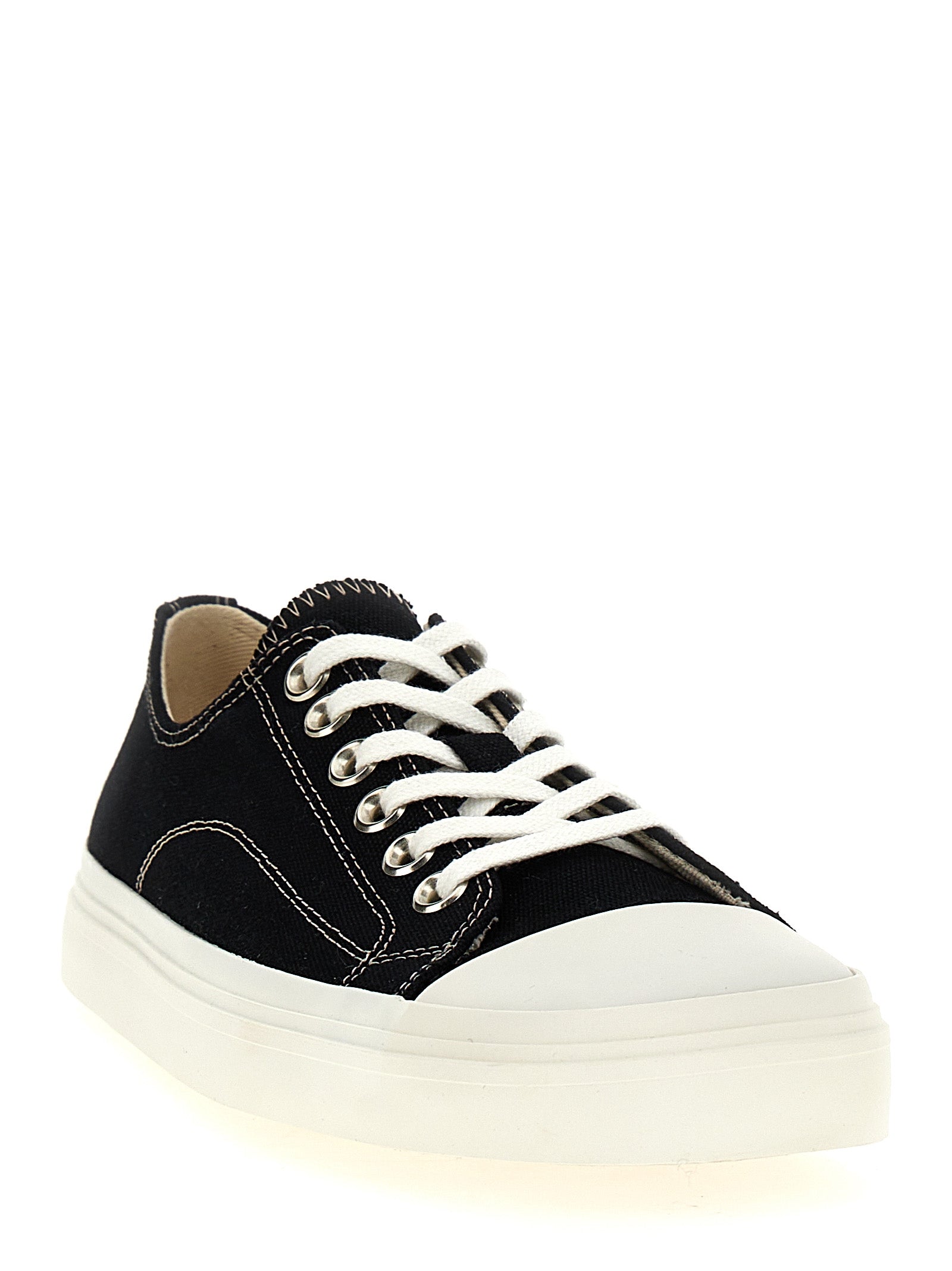 Black Cotton Low Top Sneakers