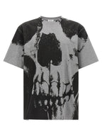 Gray Cotton Jersey Skull Print T-Shirt