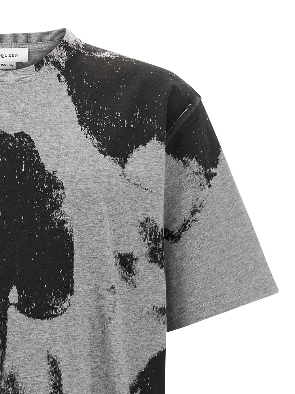 Gray Cotton Jersey Skull Print T-Shirt