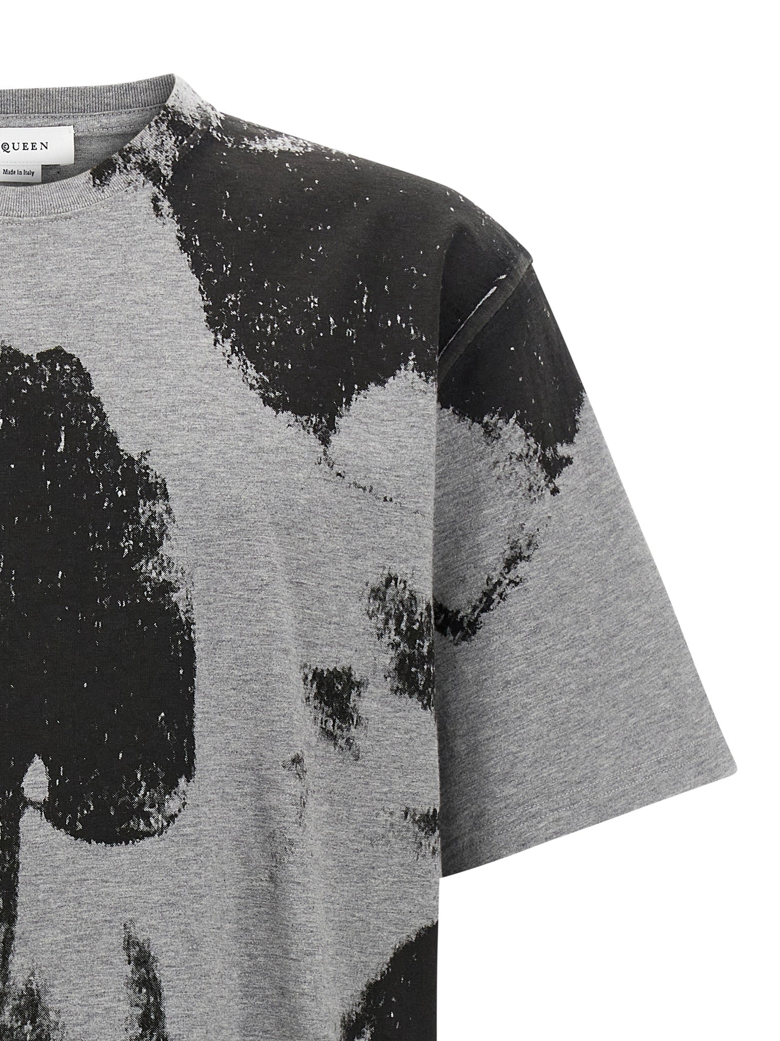 Gray Cotton Jersey Skull Print T-Shirt