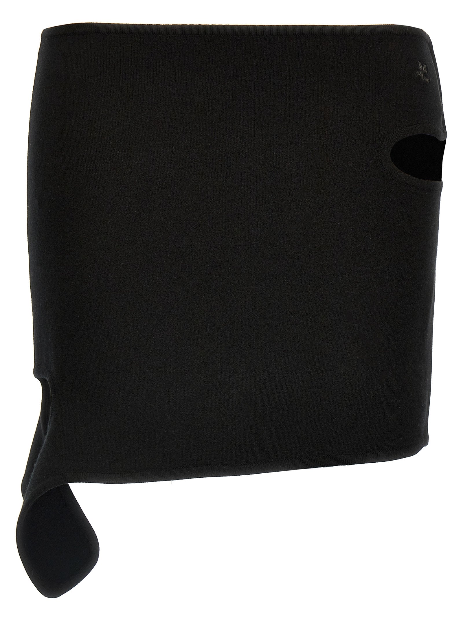 Black Viscose Loop Milano Knitted Mini Skirt
