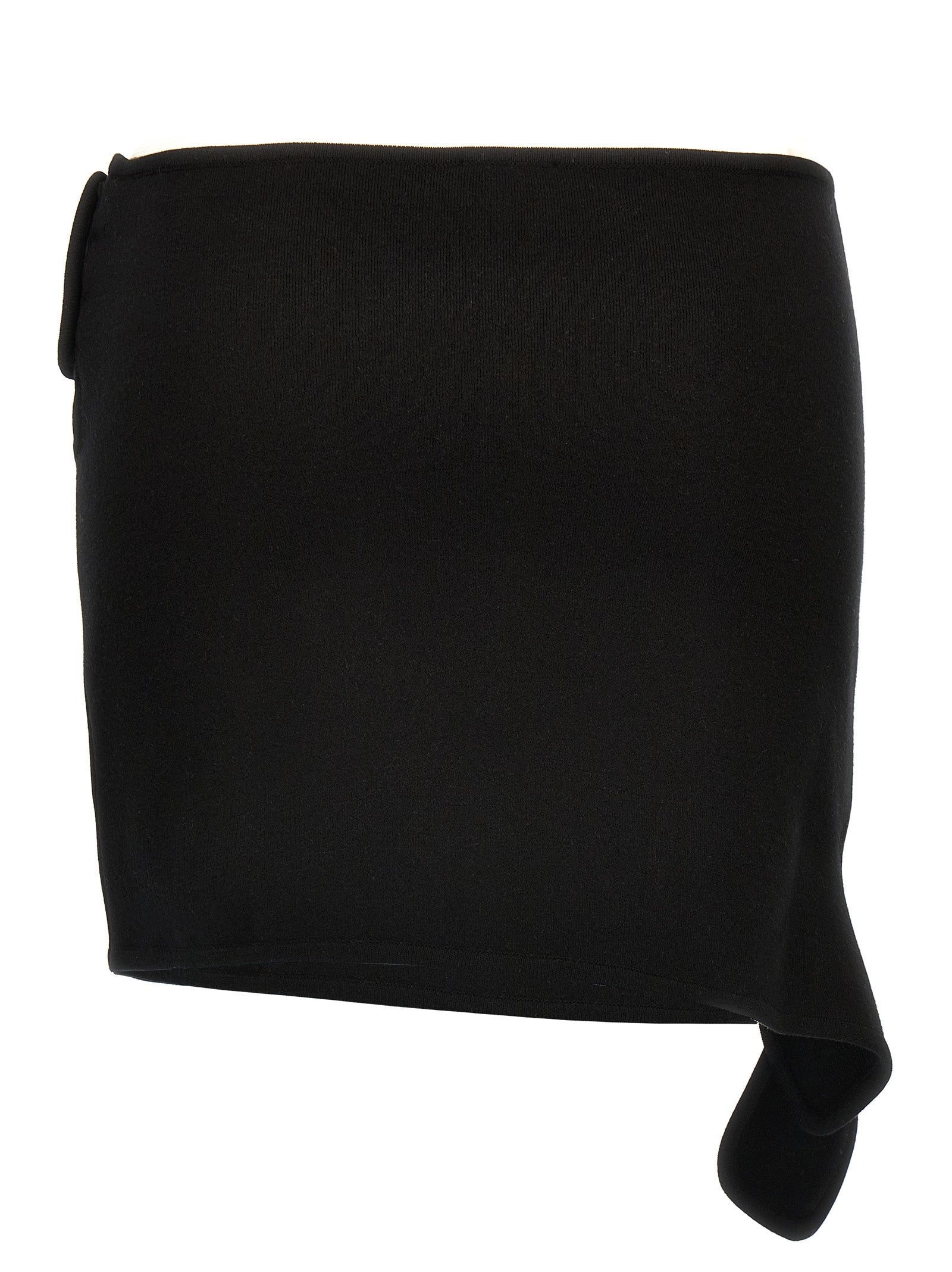Black Viscose Loop Milano Knitted Mini Skirt