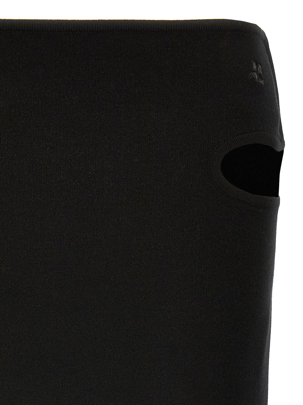 Black Viscose Loop Milano Knitted Mini Skirt