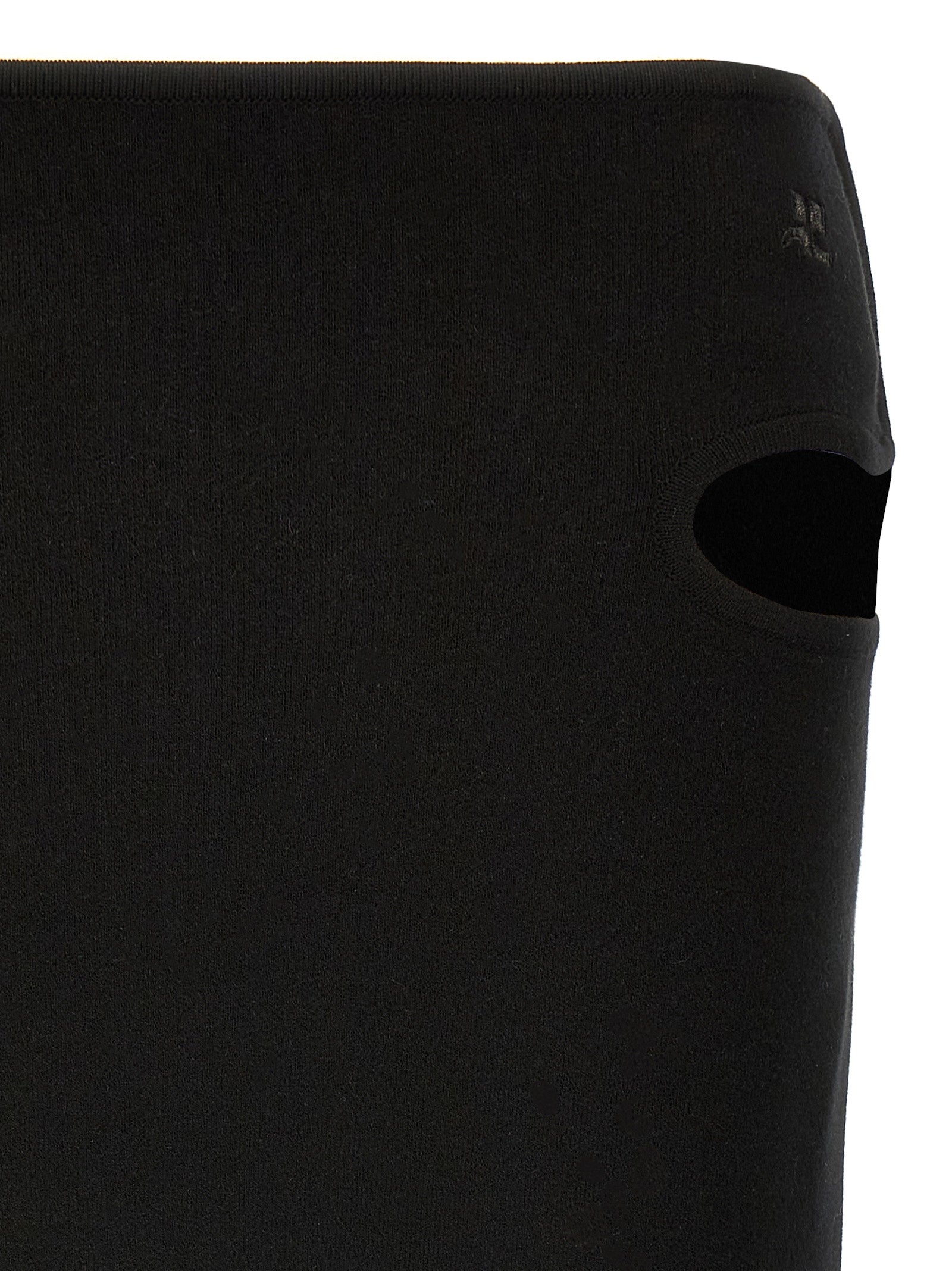 Black Viscose Loop Milano Knitted Mini Skirt