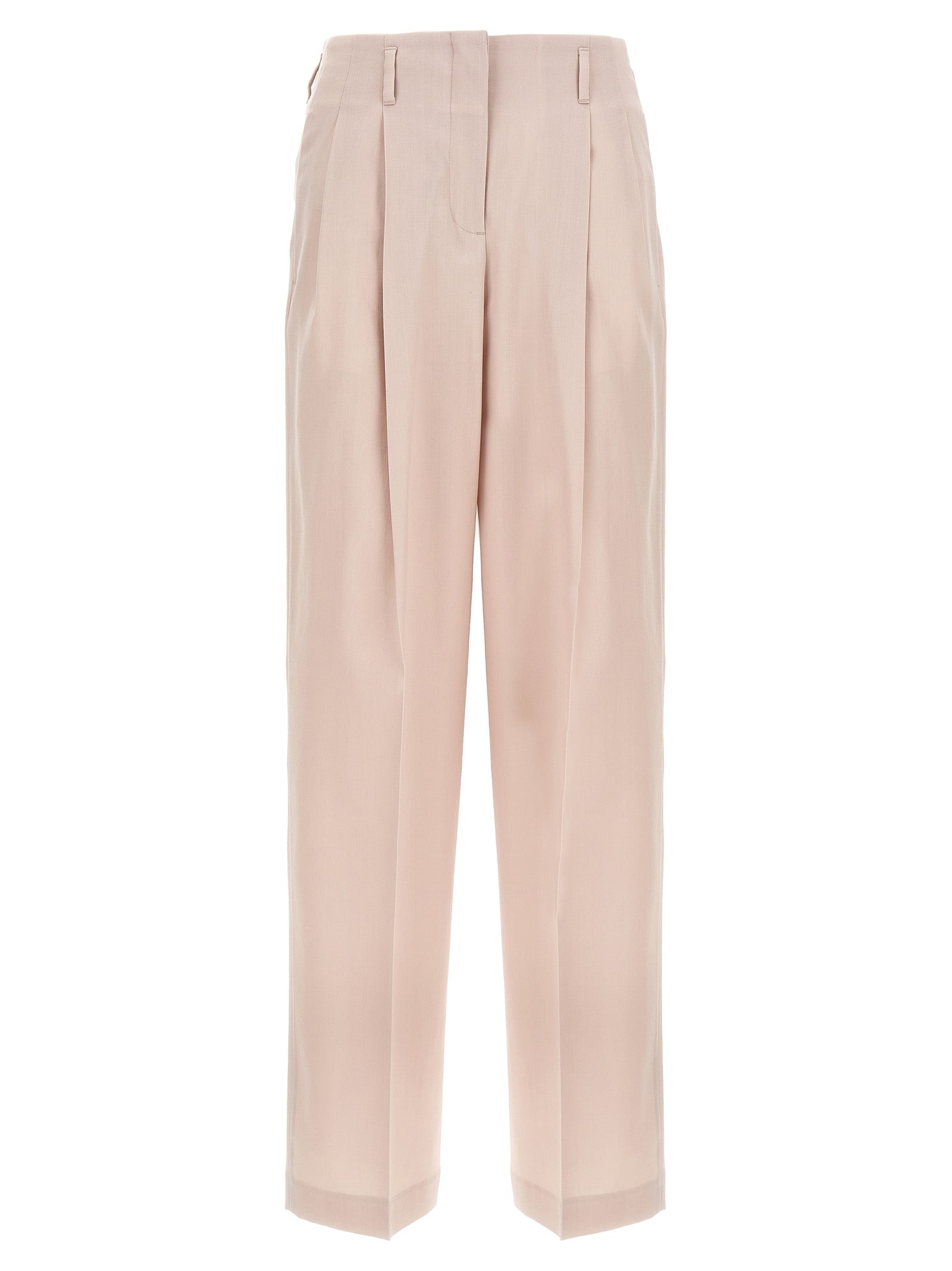 Pink Wide-Leg Virgin Wool Pants