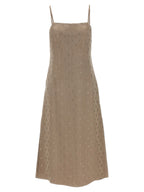 Gray Silk Floral Jacquard Midi Dress