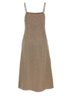 Gray Silk Floral Jacquard Midi Dress