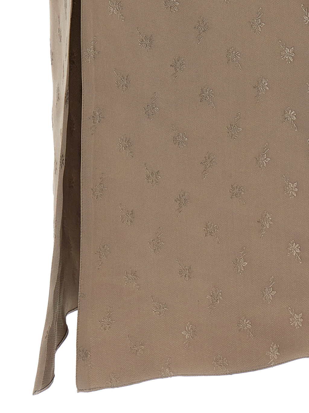 Gray Silk Floral Jacquard Midi Dress