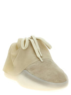 Beige Leather Moc Runner Sneakers