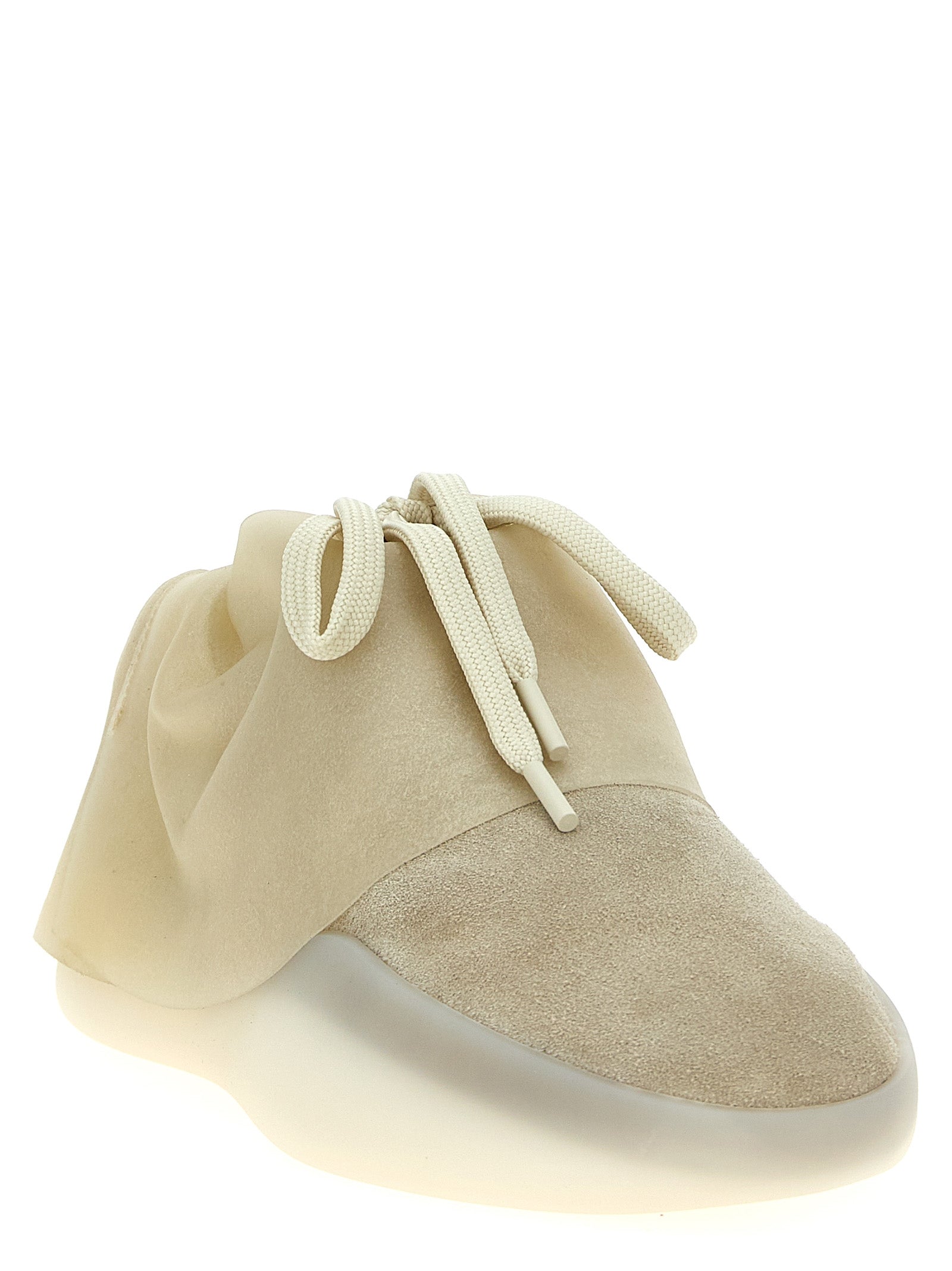 Beige Leather Moc Runner Sneakers