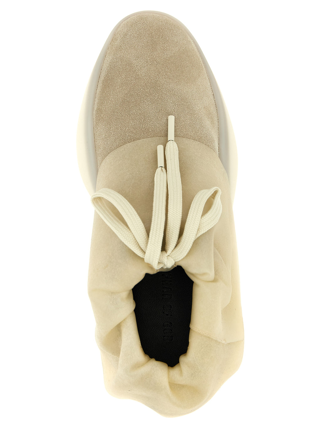 Beige Leather Moc Runner Sneakers