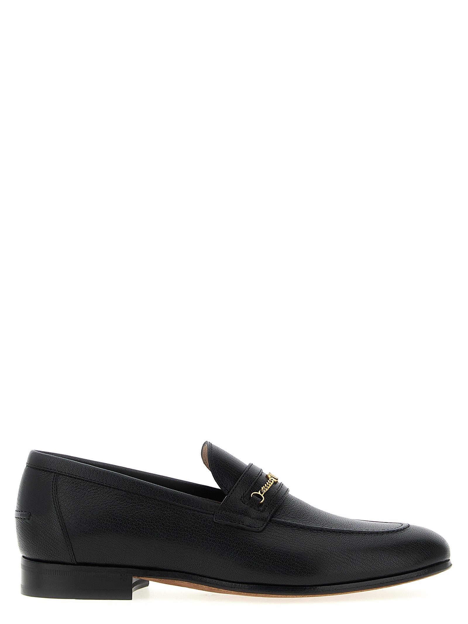 Black Goat Leather Slip-On Loafers