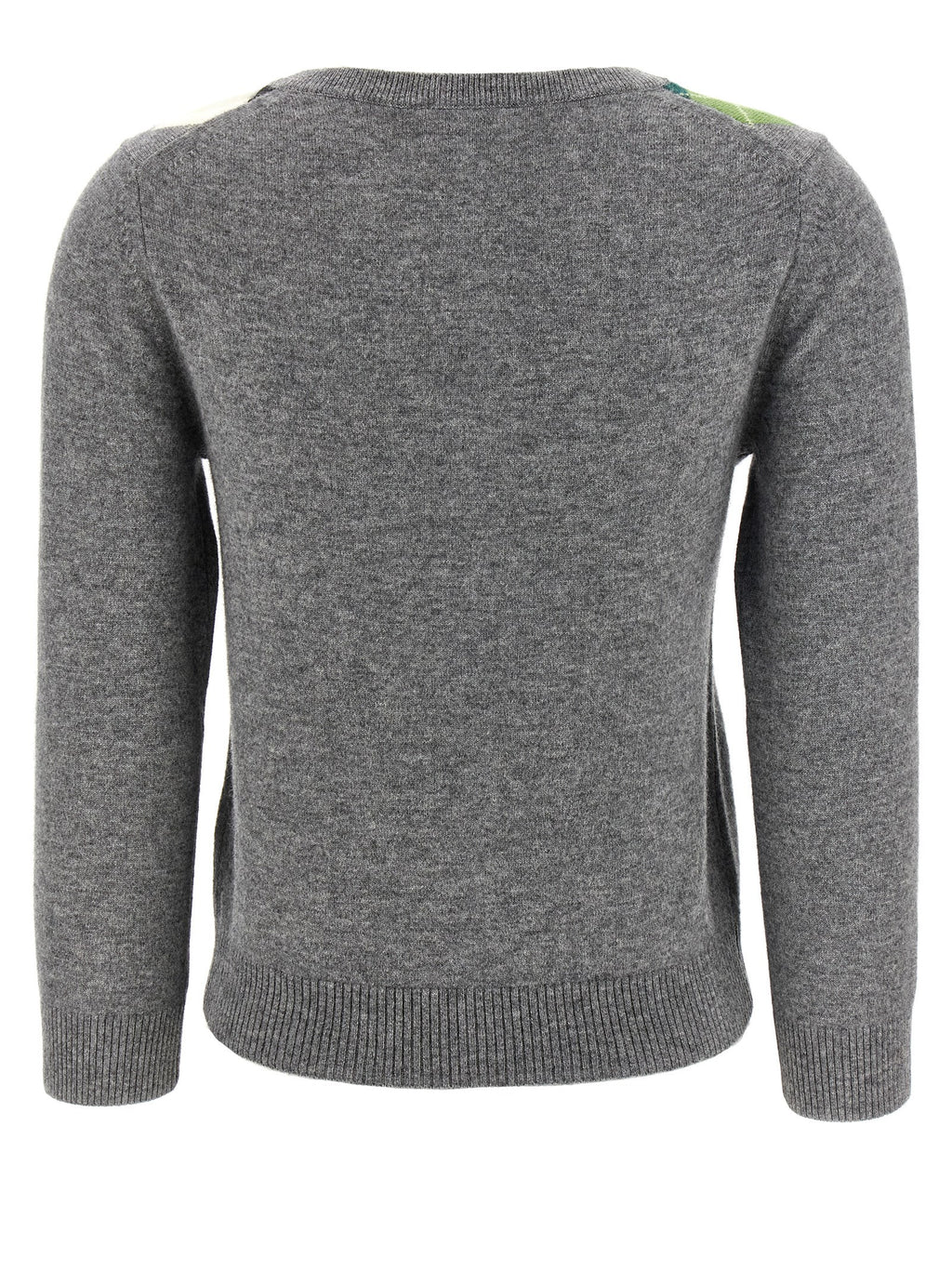 Gray Merino Wool and Cashmere Check Cardigan