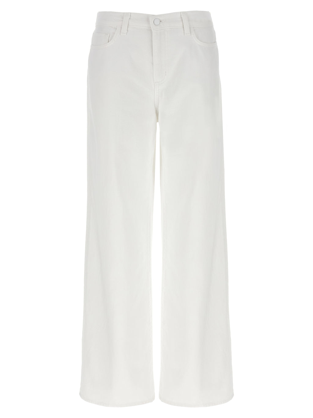 Alicent White Cotton High-Waisted Wide-Leg Jeans