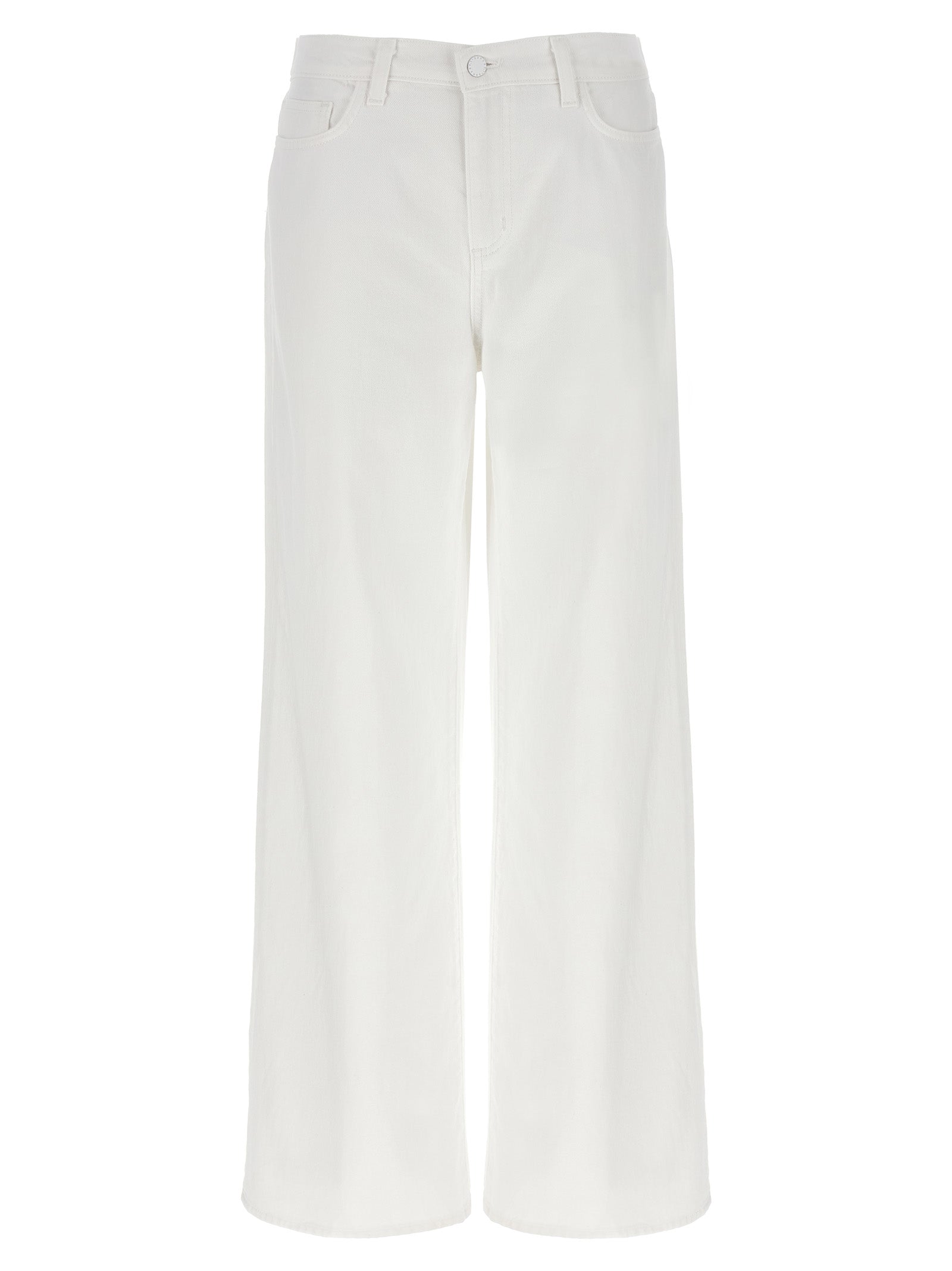 Alicent White Cotton High-Waisted Wide-Leg Jeans