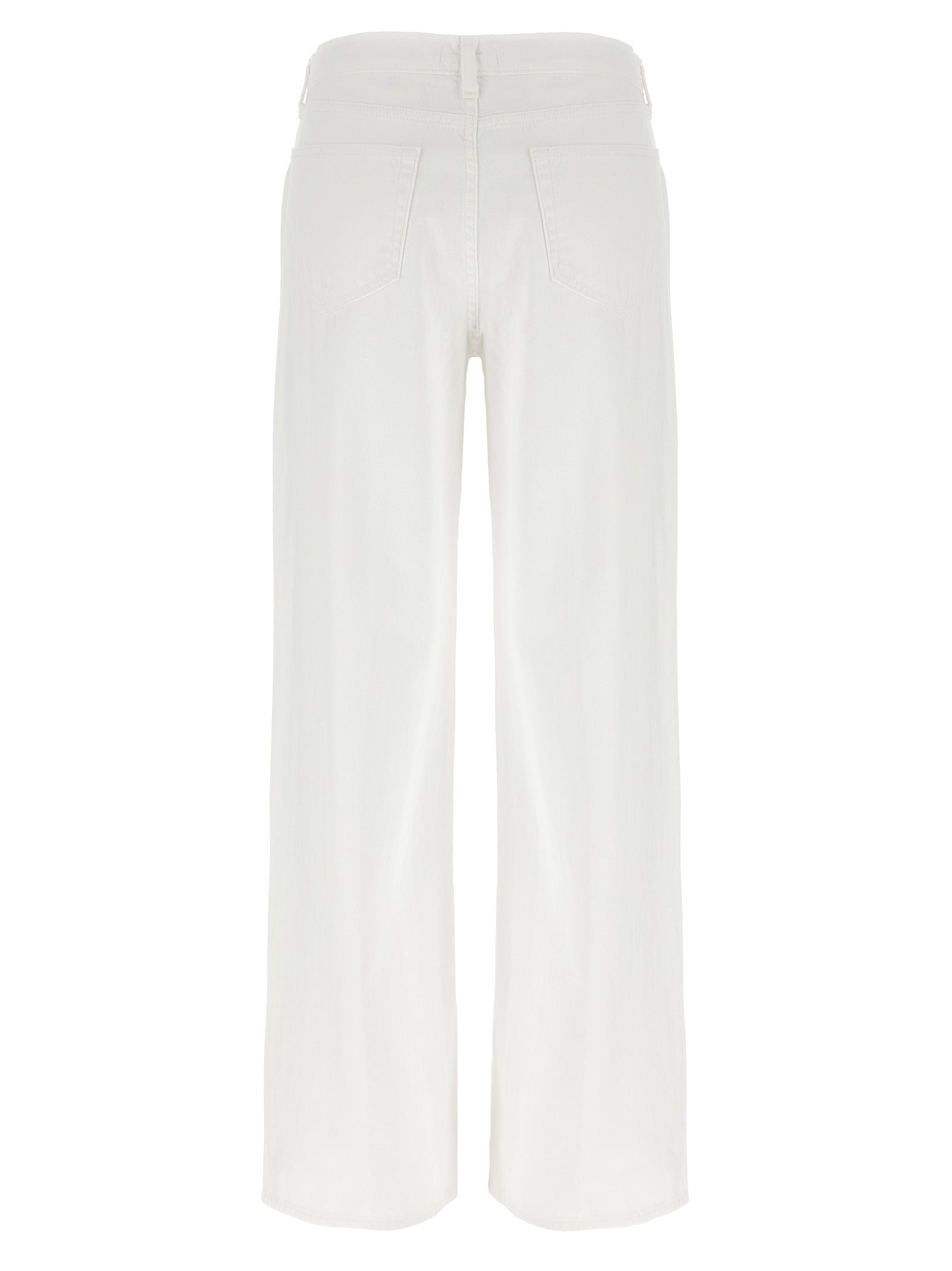 Alicent White Cotton High-Waisted Wide-Leg Jeans