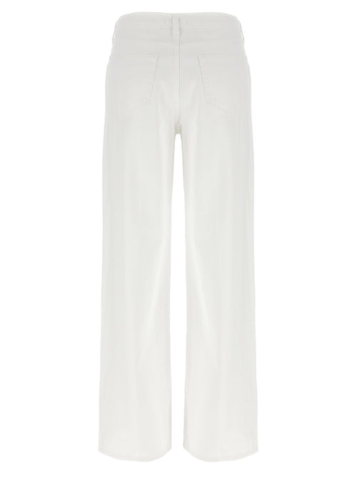 Alicent White Cotton High-Waisted Wide-Leg Jeans