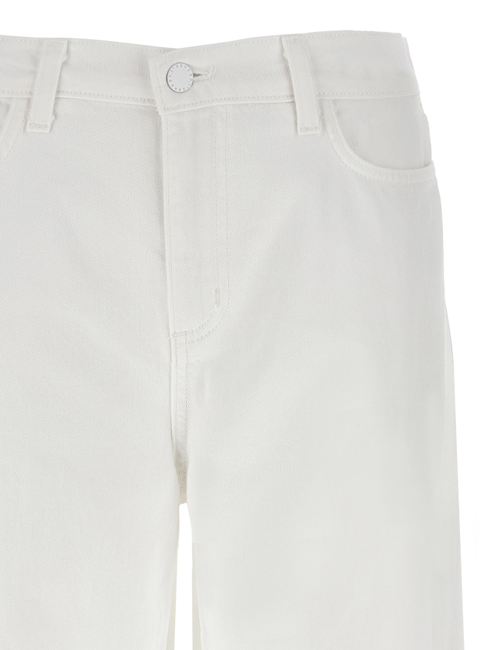 Alicent White Cotton High-Waisted Wide-Leg Jeans