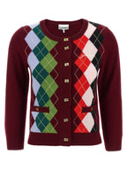 Bordeaux Merino Wool And Cashmere Argyle Cardigan