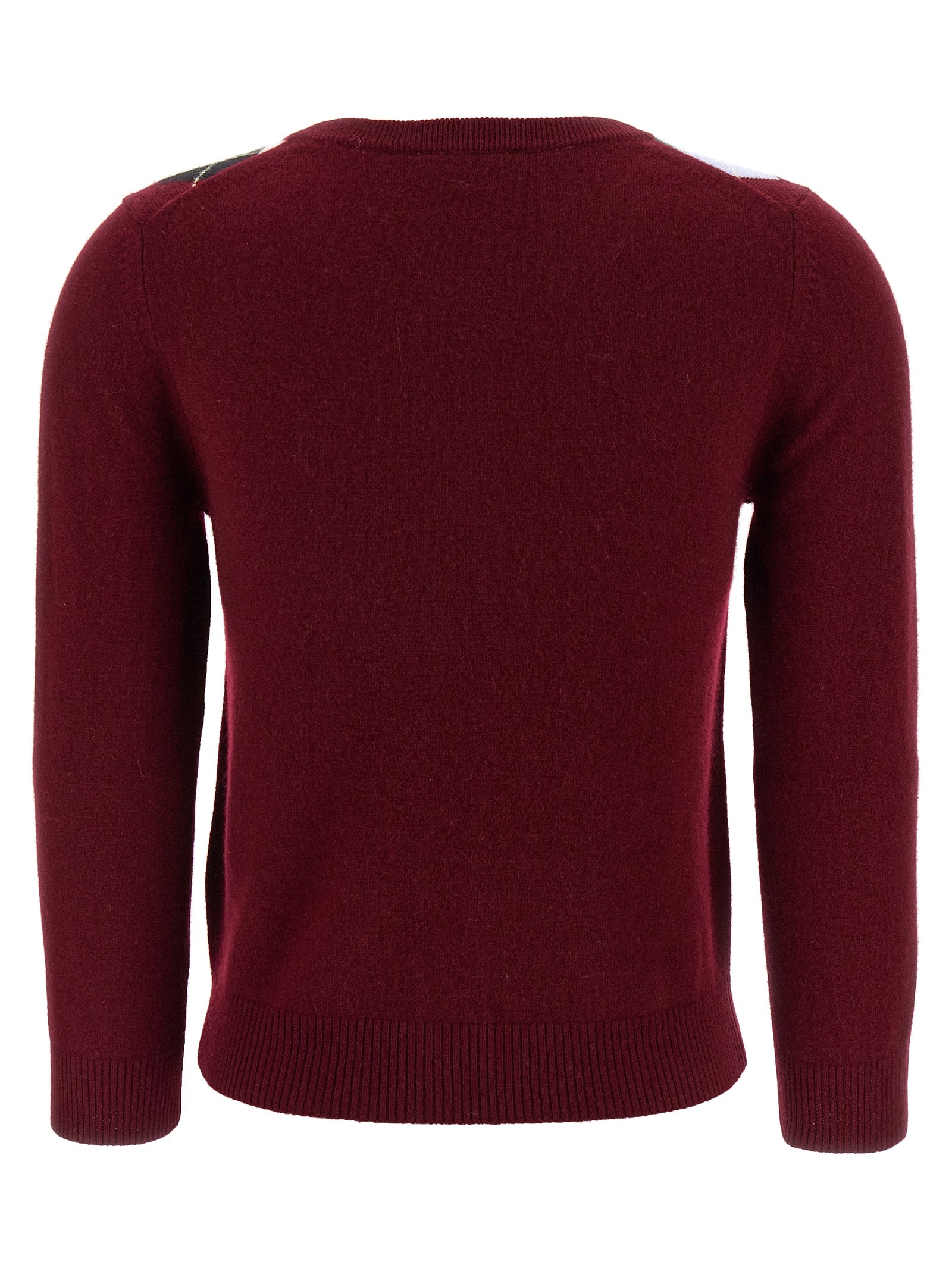 Bordeaux Merino Wool And Cashmere Argyle Cardigan