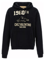 Black Cotton Sweatshirt with Chez Valentino Print