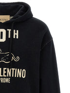 Black Cotton Sweatshirt with Chez Valentino Print