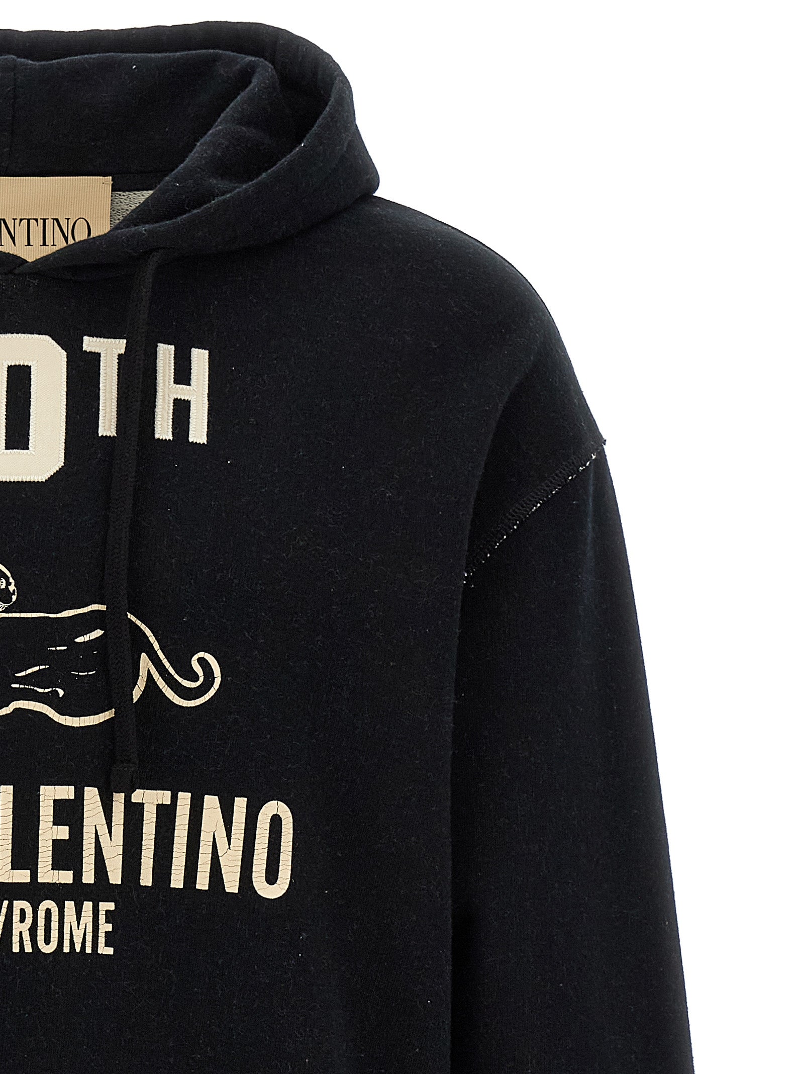 Black Cotton Sweatshirt with Chez Valentino Print