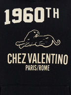 Black Cotton Sweatshirt with Chez Valentino Print
