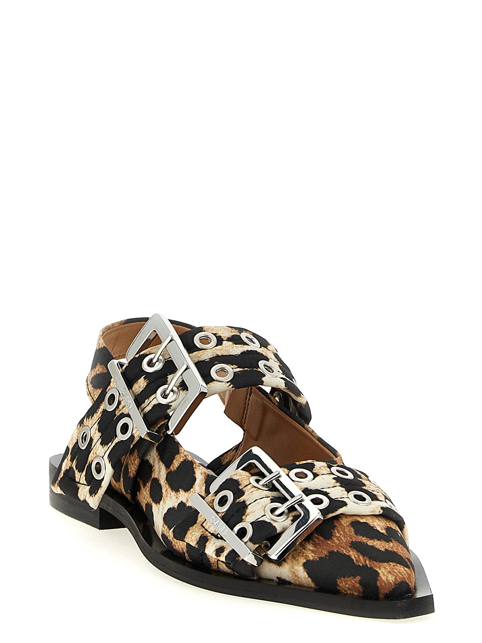 Leopard Satin Buckle Slingbacks