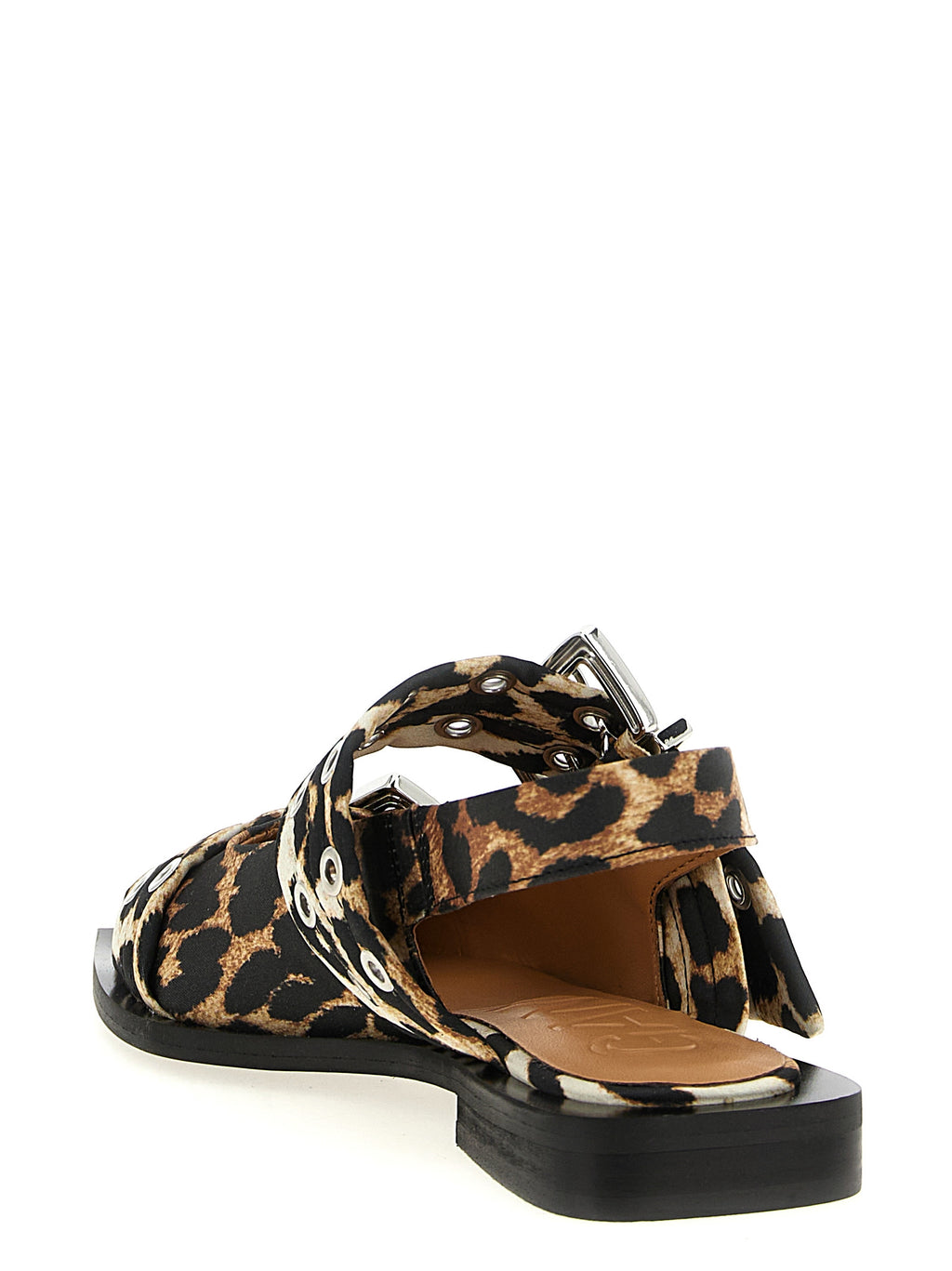 Leopard Satin Buckle Slingbacks