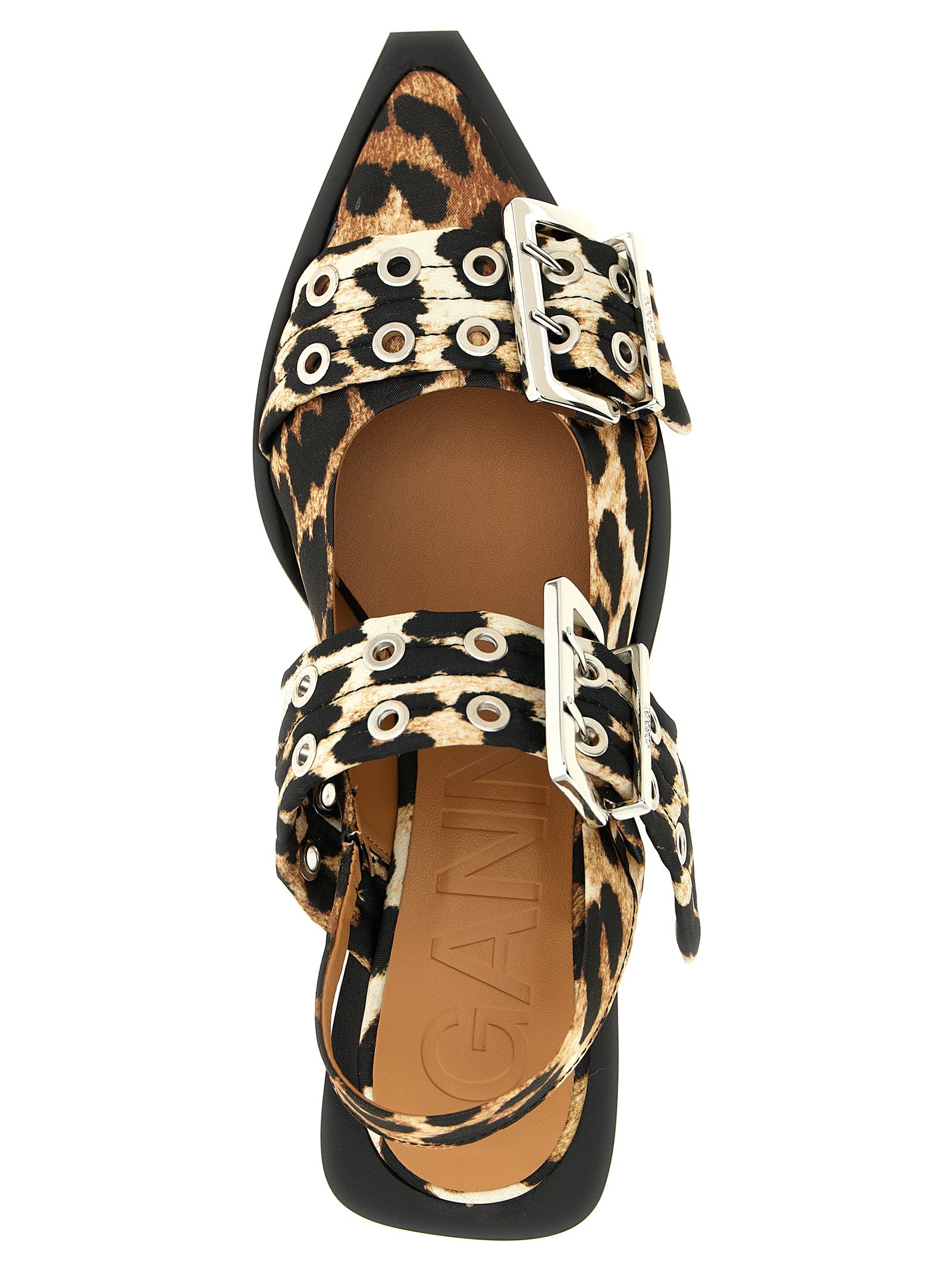 Leopard Satin Buckle Slingbacks