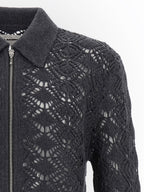 Gray Virgin Wool Perforated Cardigan