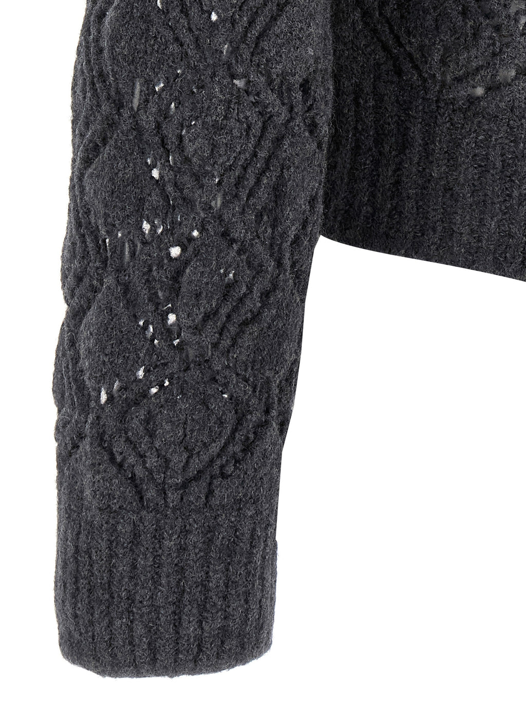 Gray Virgin Wool Perforated Cardigan