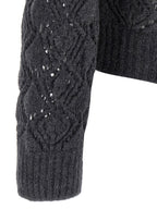 Gray Virgin Wool Perforated Cardigan