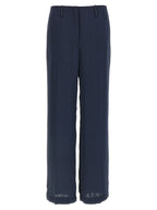 Blue Silk-Effect Wide-Leg Trousers