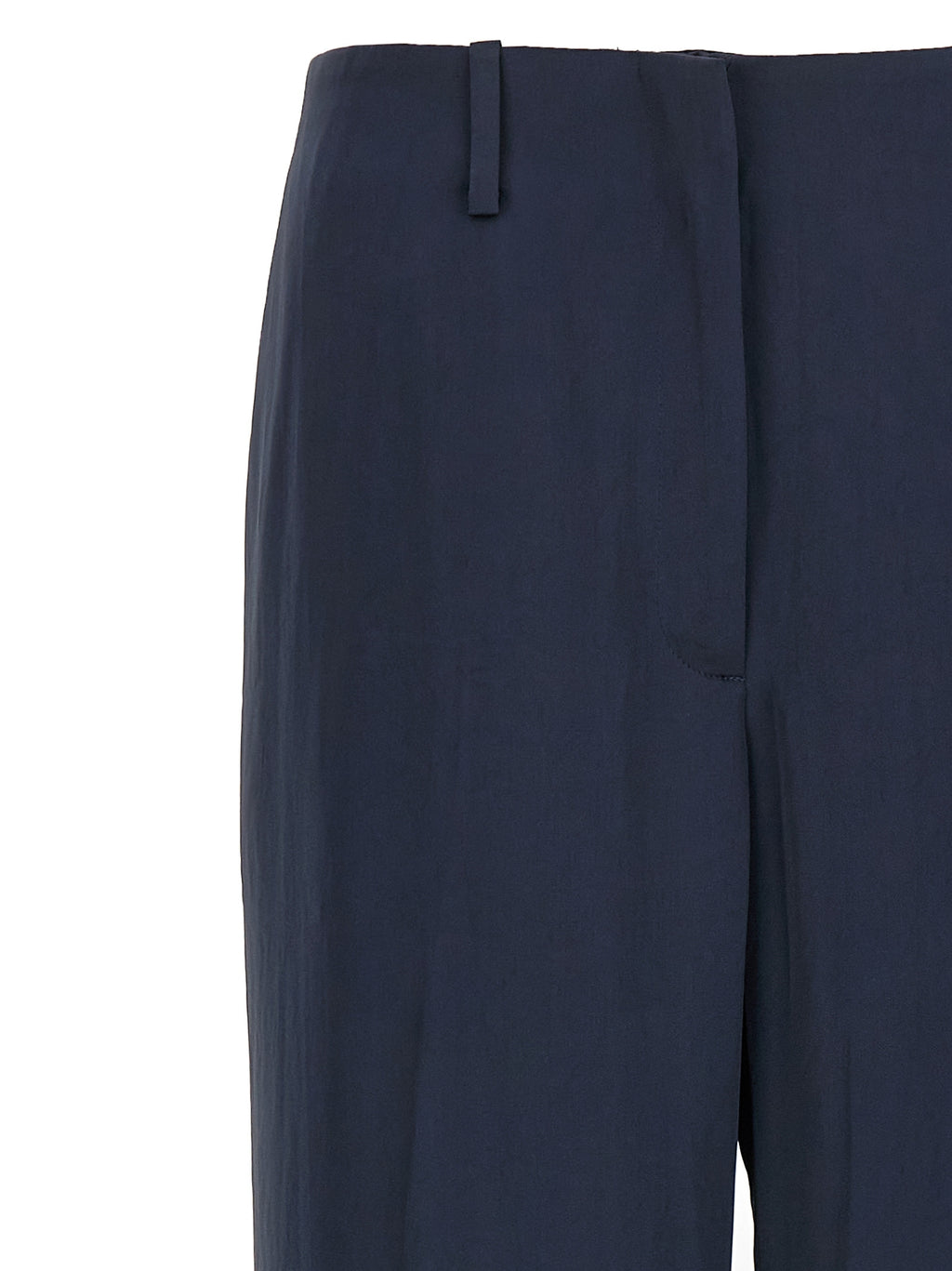Blue Silk-Effect Wide-Leg Trousers