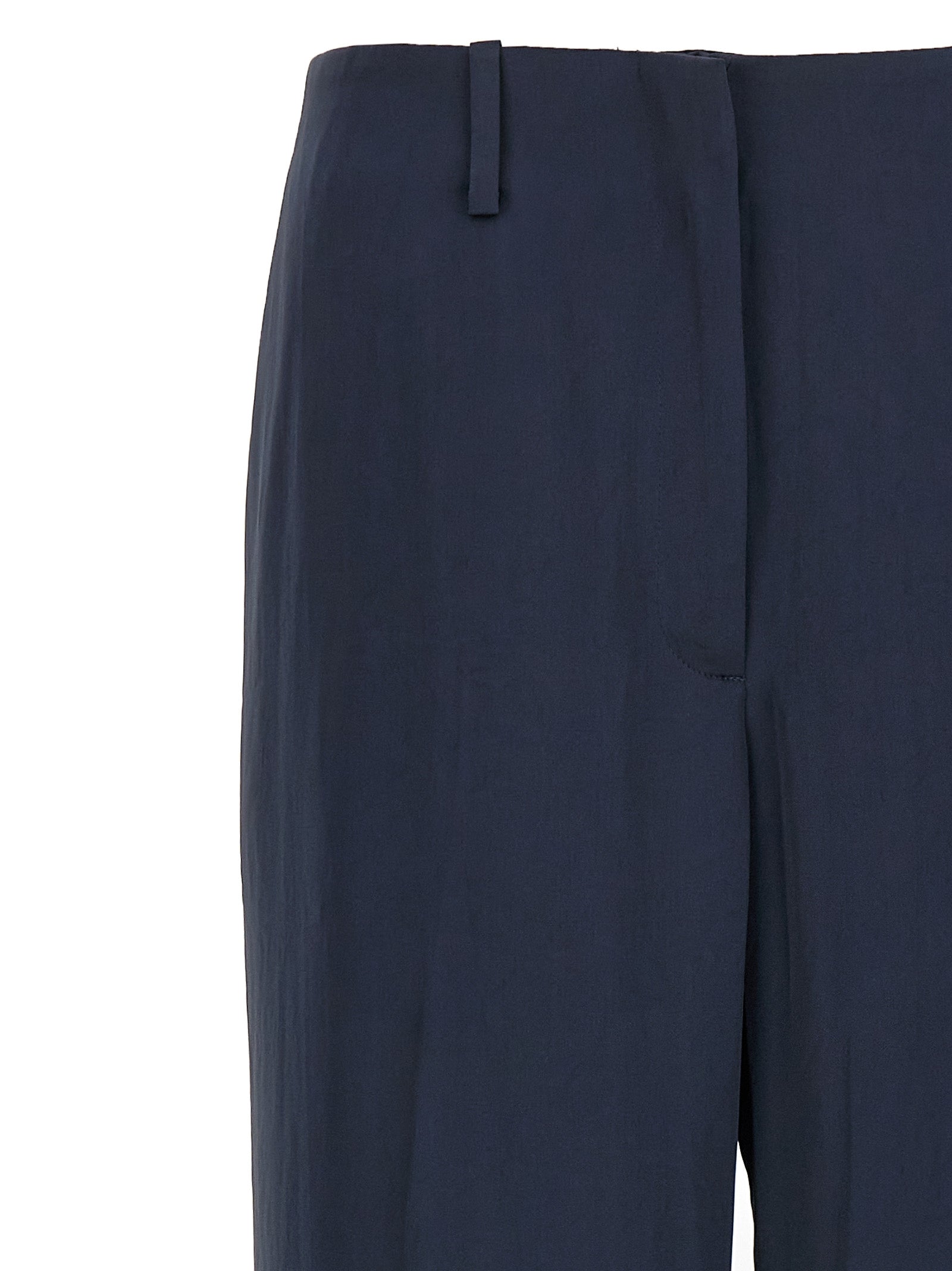 Blue Silk-Effect Wide-Leg Trousers