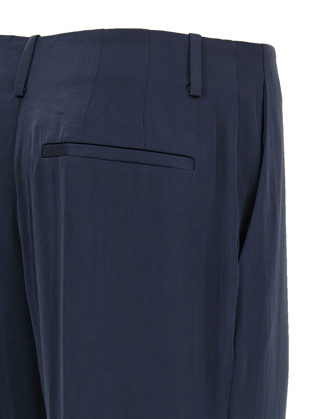 Blue Silk-Effect Wide-Leg Trousers