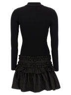Melange Rib Knit Viscose Polo Mini Dress