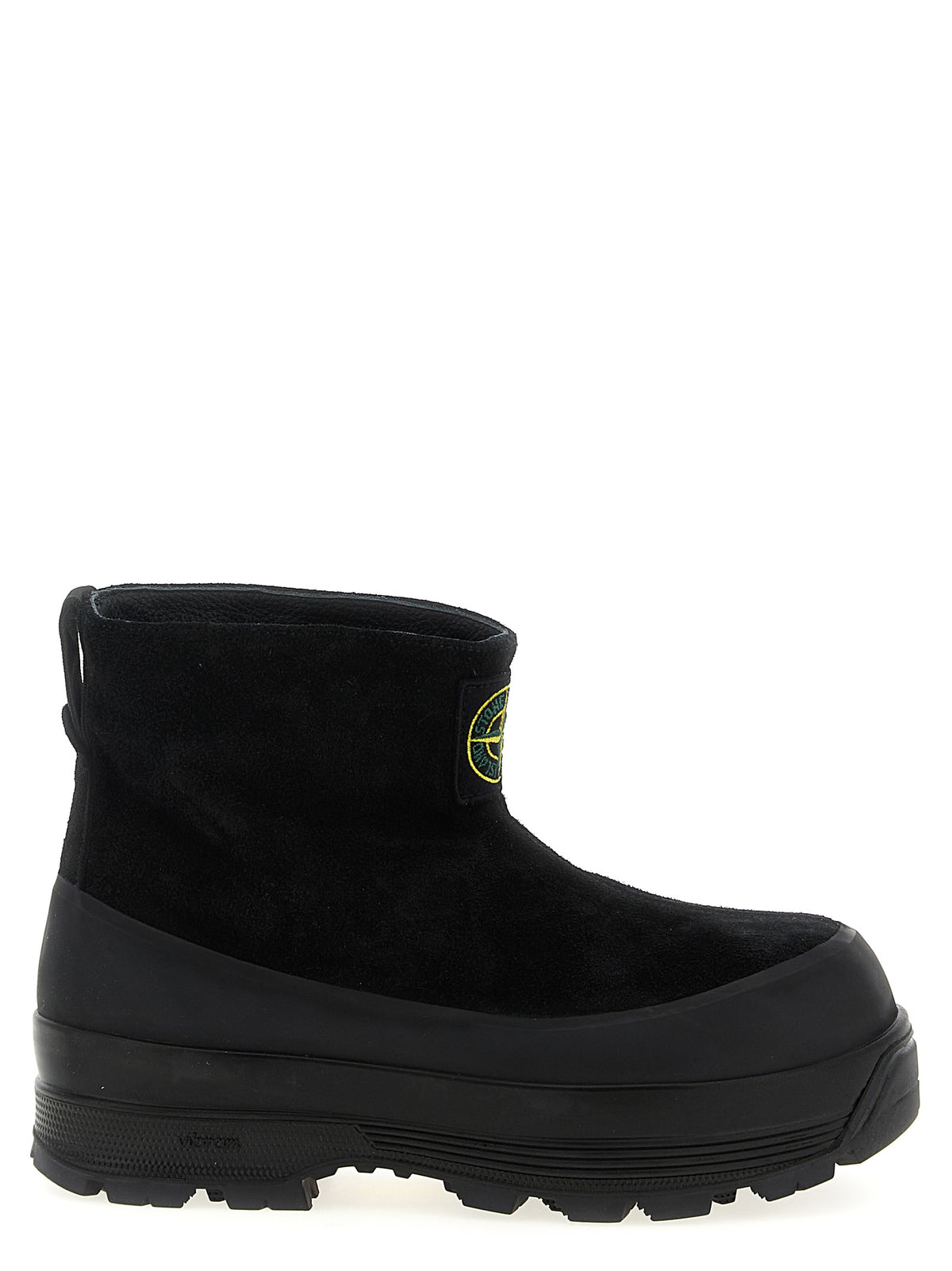 Black Suede Rubber Ankle Boots