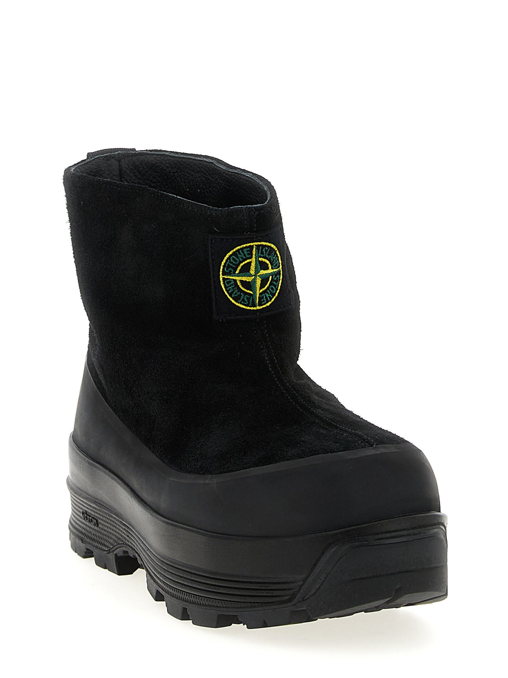 Black Suede Rubber Ankle Boots