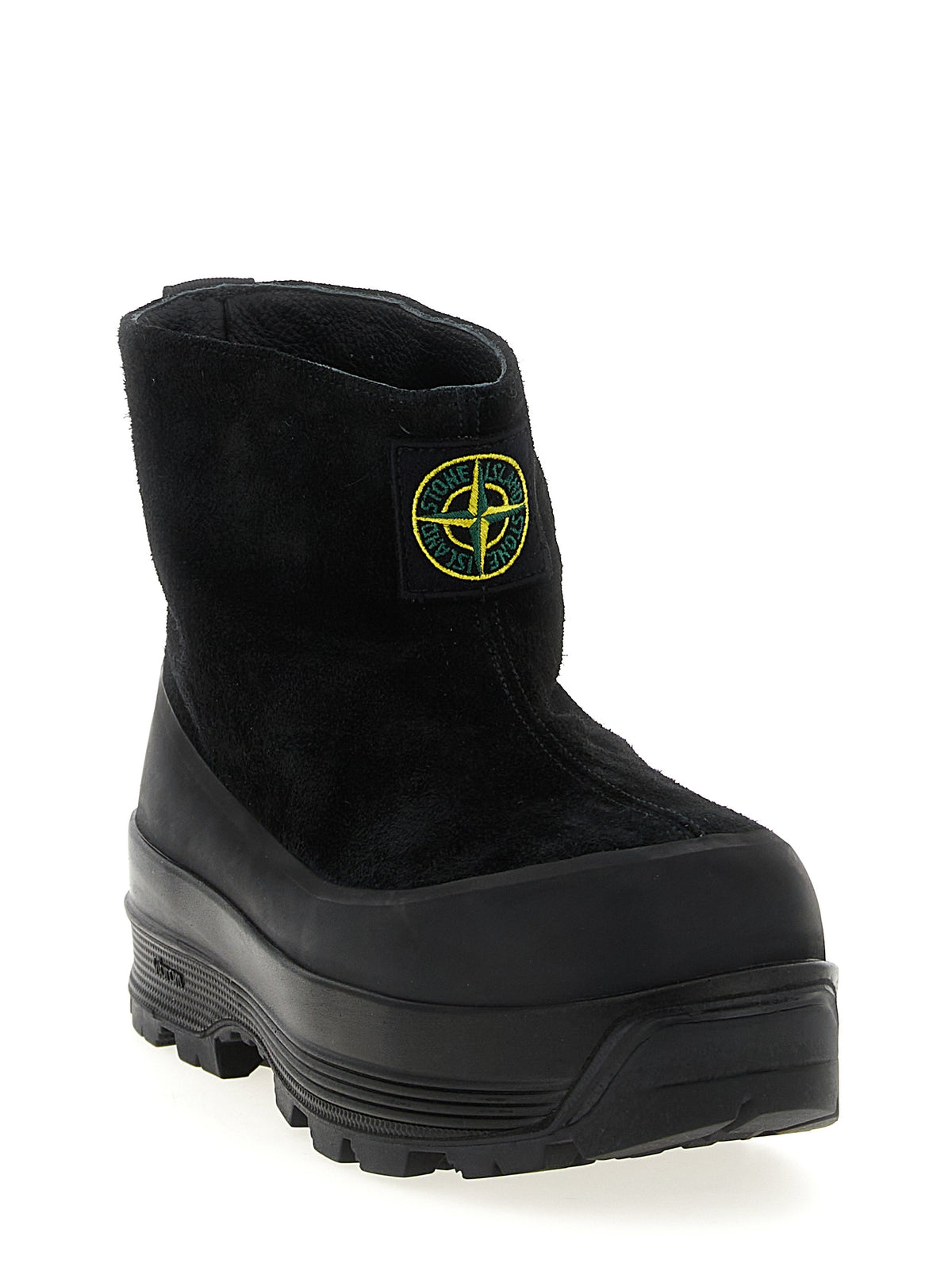 Black Suede Rubber Ankle Boots