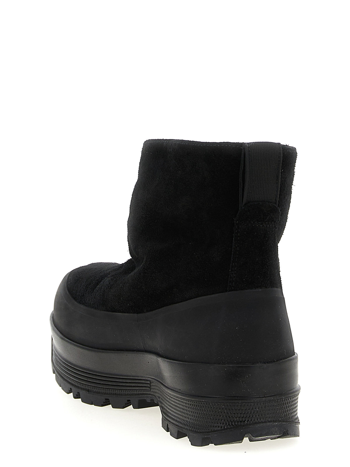 Black Suede Rubber Ankle Boots