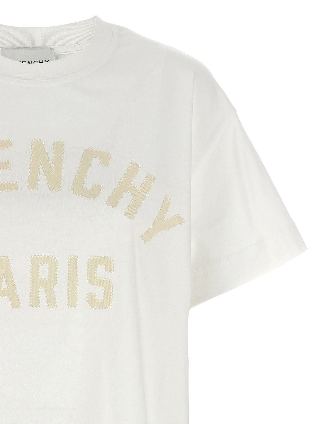 White Cotton T-Shirt with Grosgrain Paris Patch